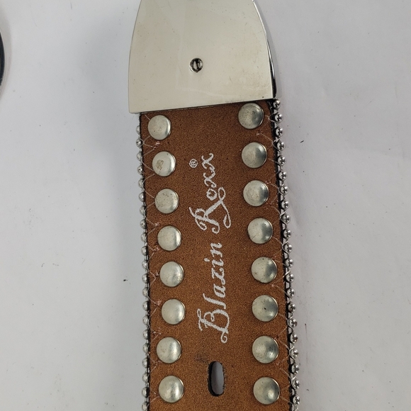 BLAZIN ROXX SCALLOP CROC PRINT LEATHER RHIENSTONE WESTERN BELT M - Picture 15 of 15